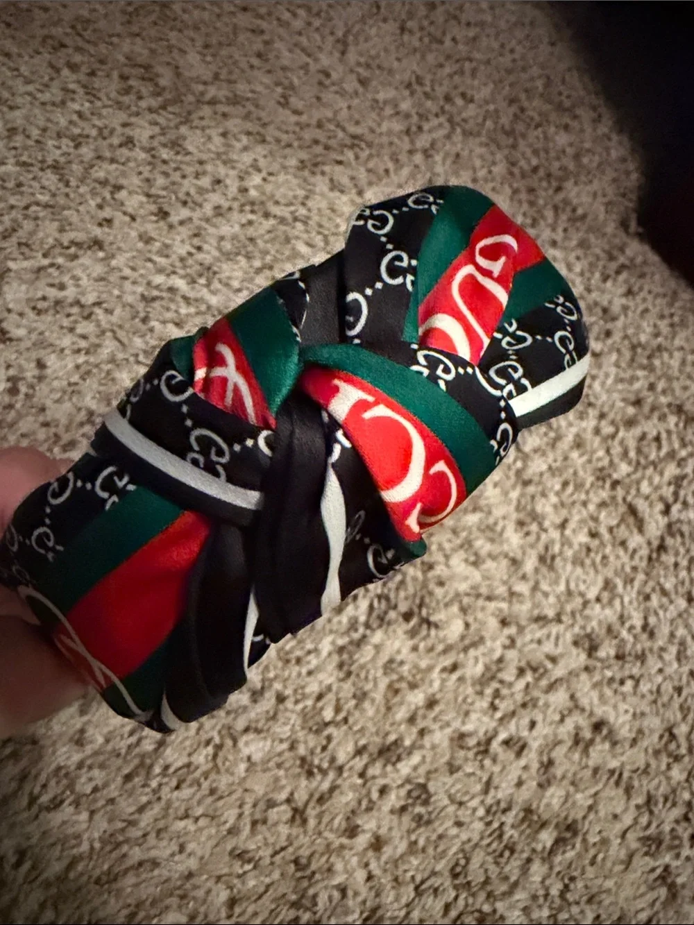 Gucci Black Headband with Red & Green Stripe
